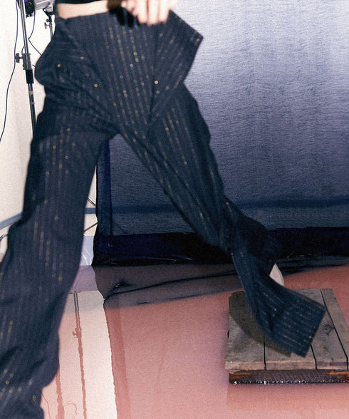 Glitter Stripe Straight Pants